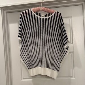 Club Monaco Navy and White Striped Dolman Sleeve Sweater